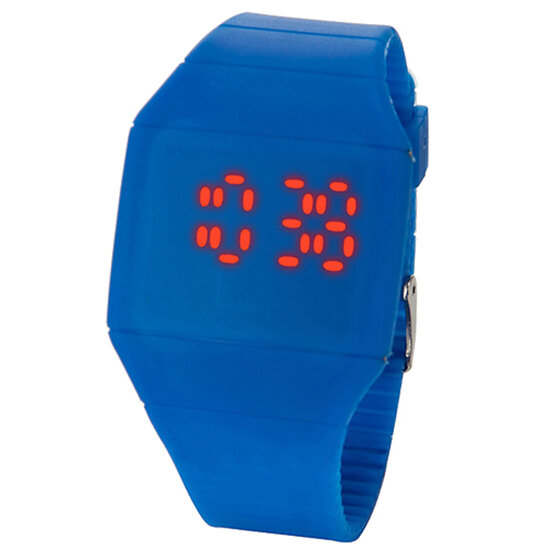 Reloj Digital de silicona para hombre y mujer, pulsera deportiva ultrafina, LED, Color Rojo