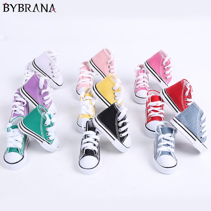 10 colori assortiti 7.5cm e 5cm scarpe di tela per bambola BJD moda Mini scarpe giocattolo Sneaker Bjd scarpe da bambola accessori per bambole