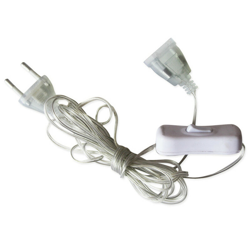 Câble d'extension pour guirxiété de Noël, câble d'alimentation standard avec interrupteur, nickel é de lumière, prise EU et US, 3 m