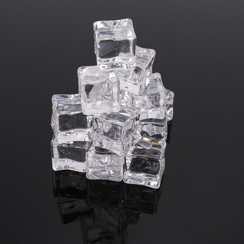 Cubos De Gelo De Forma Quadrada De Acrílico Artificial, Adereços De Fotografia, 2cm, 1,7 cm, 16Pcs por lote