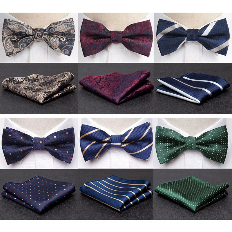 Conjunto de corbata de lazo para hombre, corbatas de boda de fiesta de mariposa de moda, pajarita Jacquard de negocios para niñas, accesorios al por mayor