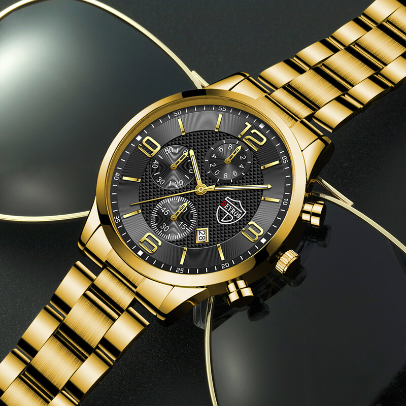 Hot Fashion Mannen Horloge Sport Roestvrij Staal Quartz Horloge Luxe Man Klok Casual Horloge Man Gold Reloj Hombre Dropshipping