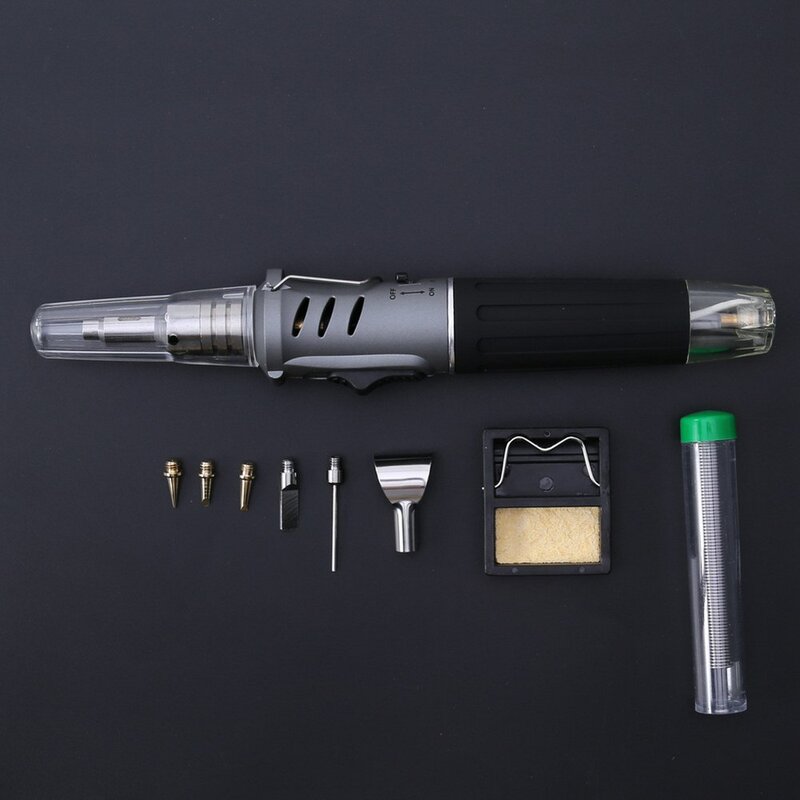 Kit de fer à souder au gaz sans fil 10 en 1, torche de soudage sans fil, outil, Eva automatique au gaz butane pour stylo torche à souder