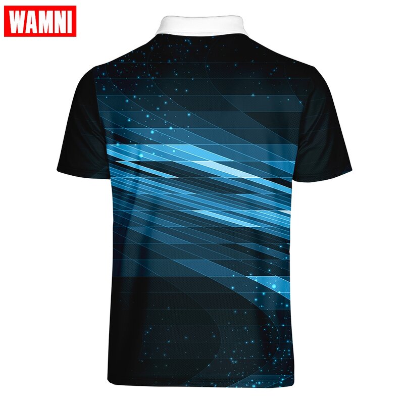 WAMNI брендовая быстросохнущая бизнес 3D рубашка Спортивная свободная Harajuku разноцветная полосатая Повседневная Уличная футболка для бадминт...