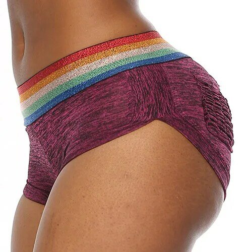 Woman rainbow running Yoga Shorts Fitness Gym Sports Shorts Skinny Gym Sport Hotpants summer Satin color Casual Shorts