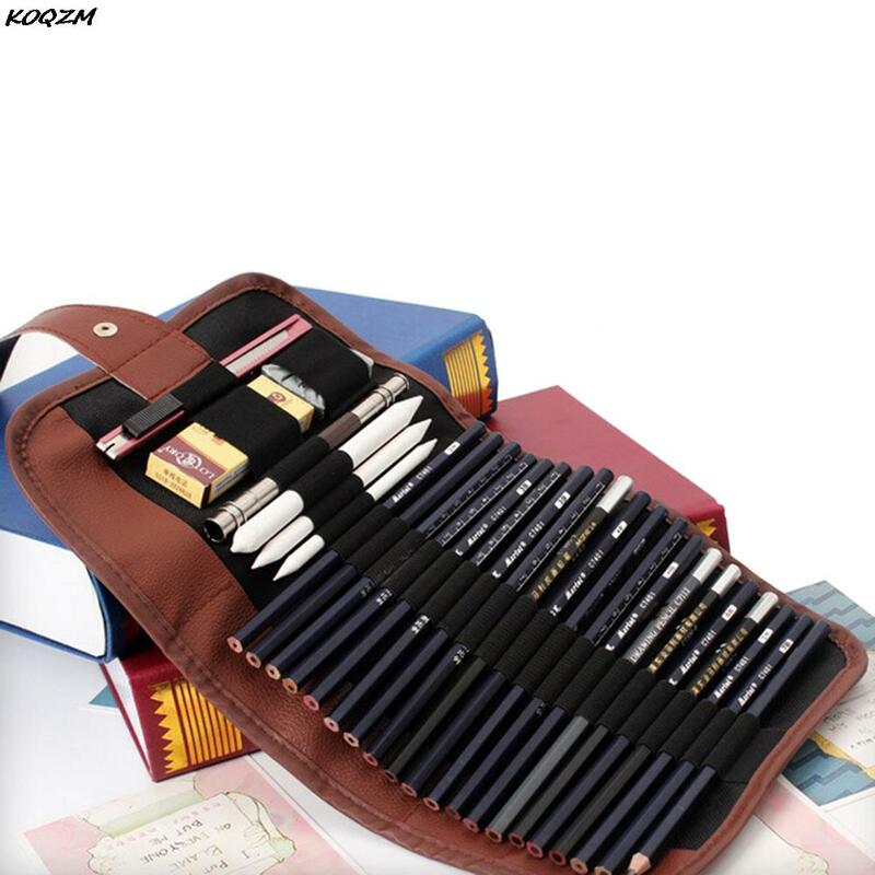 スケッチ鉛筆ケースセット、チャコールエクステンダー、ペンシルシェード、製図バッグ、カッター、24個