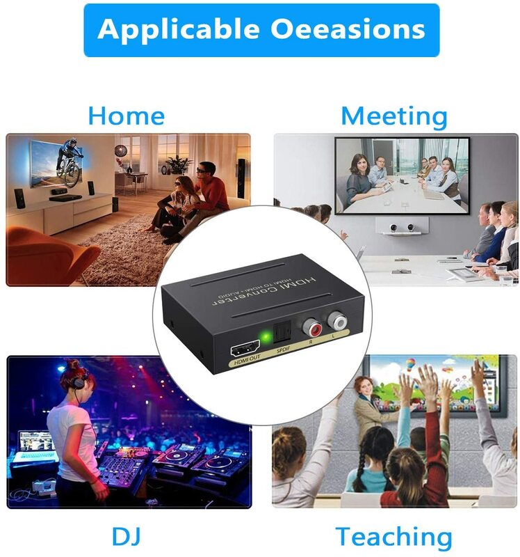 4K HDMI Audio Extractor HDMI to HDMI + Optical TOSLINK SPDIF + Analog RCA L/R Stereo Audio Video Spiltter Adapter Converter