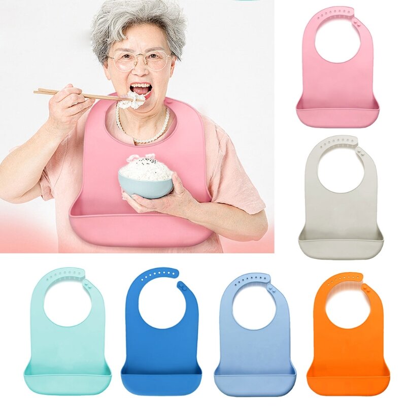 Adults Waterproof Anti-oil Silicone Bib Elderly Aged Mealtime Cloth Protector Dropshipping