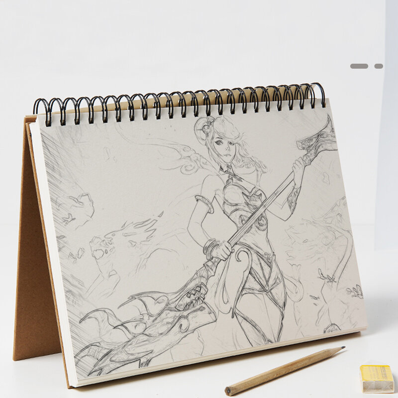 Libro de bocetos en blanco, cuaderno de dibujo, pintura, cubierta Kraft, encuadernación en espiral, 160gsm