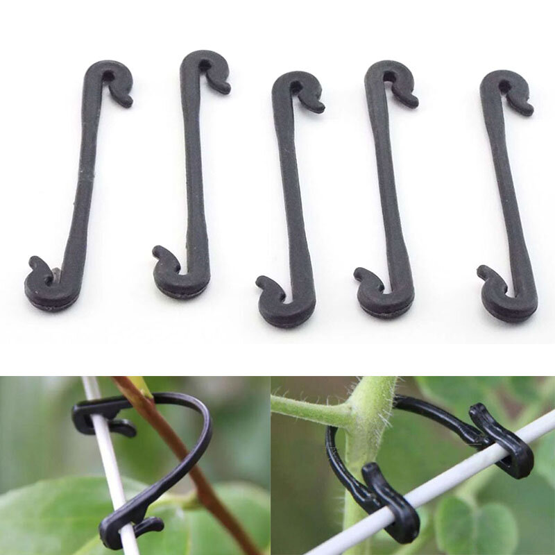 100pcs Plastic Plant Fixing Clips Tomato Support Clips Grape Rack Mesh Fasteners Gardening Agricultural Vine Bundling Line Cage