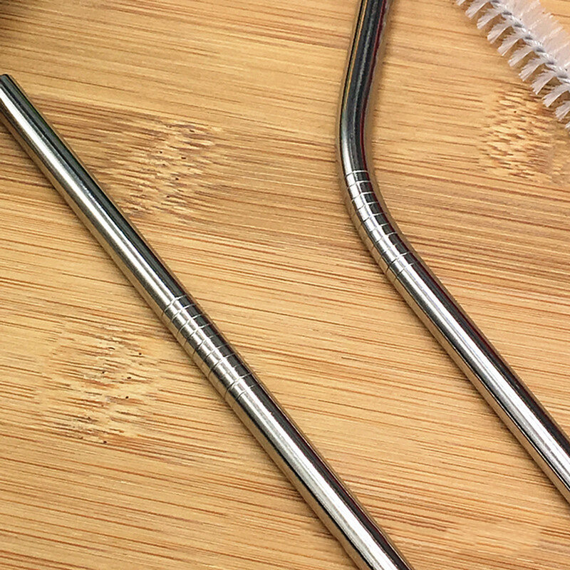 3pcs/Set Straw Brush Set 21.5cm Stainless Steel Straw Reusable Drinking Bottle Straight Bend Straw Soft Tube Brush Cleaner