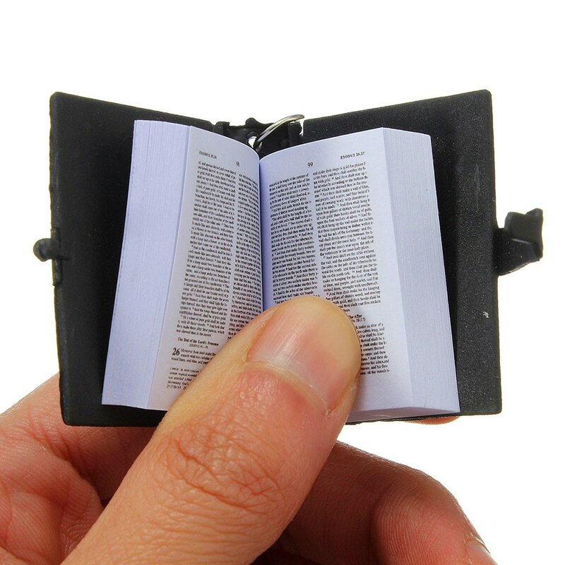 Mini ภาษาอังกฤษ HOLY BIBLE พวงกุญแจคริสเตียนพระเยซูข้ามมุสลิม Keyrings กระเป๋าสุภาพสตรี Charm สวดมนต์พระเจ้าอวยพรที่ใส่กุญแจอุปกรณ์เสริม