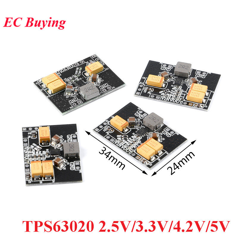 TPS63020 Automatic Buck-boost Step up Down Power Supply Module 2.5V 3.3V 4.2V 5V Lithium Battery Low Ripple Voltage Converter