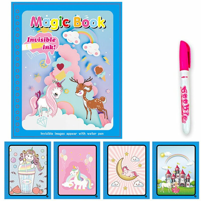 어린이 핸드메이드 컬러풀 그림, 유치원 색칠 그래피티, 재사용 가능한 매직 워터 페인팅 책