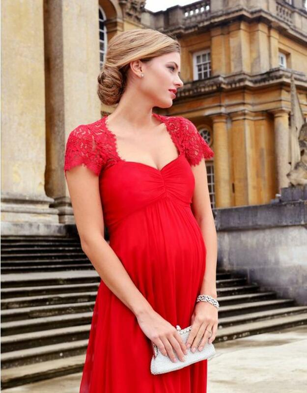 Maternity Dress For Photography Maternity Tulle Outfit Kimono Dress For Photo Shoot Lace stitching cotton short-sleeved dress