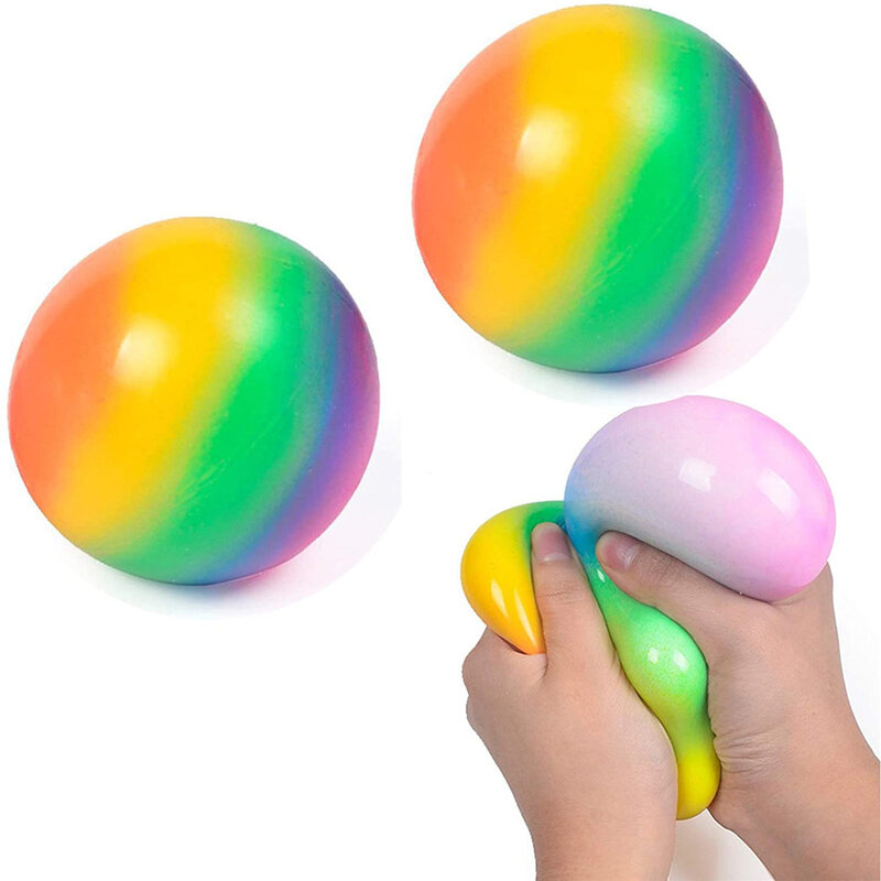 Bolas antiestrés Netos de arcoíris para apretar, pelota sensorial de Nido blando para la ansiedad y el TDAH OCD