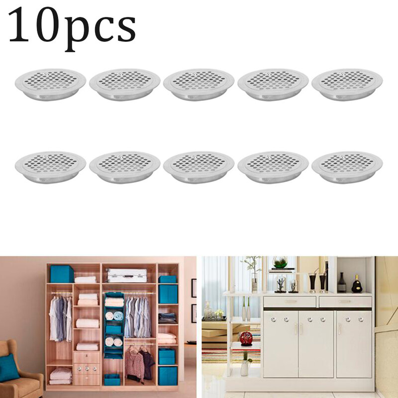 10Pcs Stainless Steel Air Vent Grille / Wardrobe Cabinet Metal Ventilation Plug For Cabinets Shoe Cabinets Decorative Cabinets