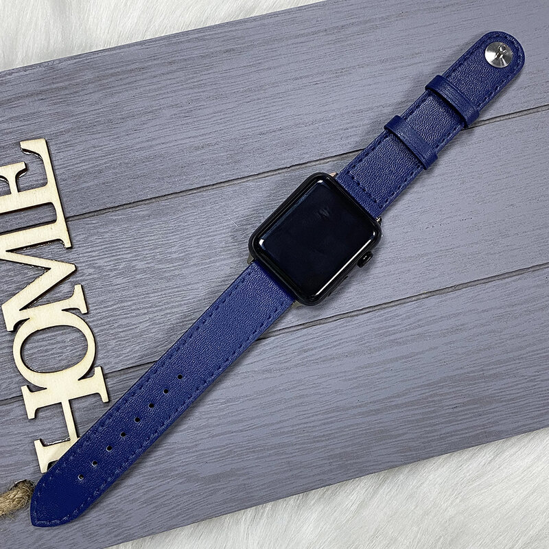 Correa de cuero marrón para Apple Watch Series 5 4 bandas 44mm 40mm iwatch 3 2 1 42mm 38mm accesorios para relojes