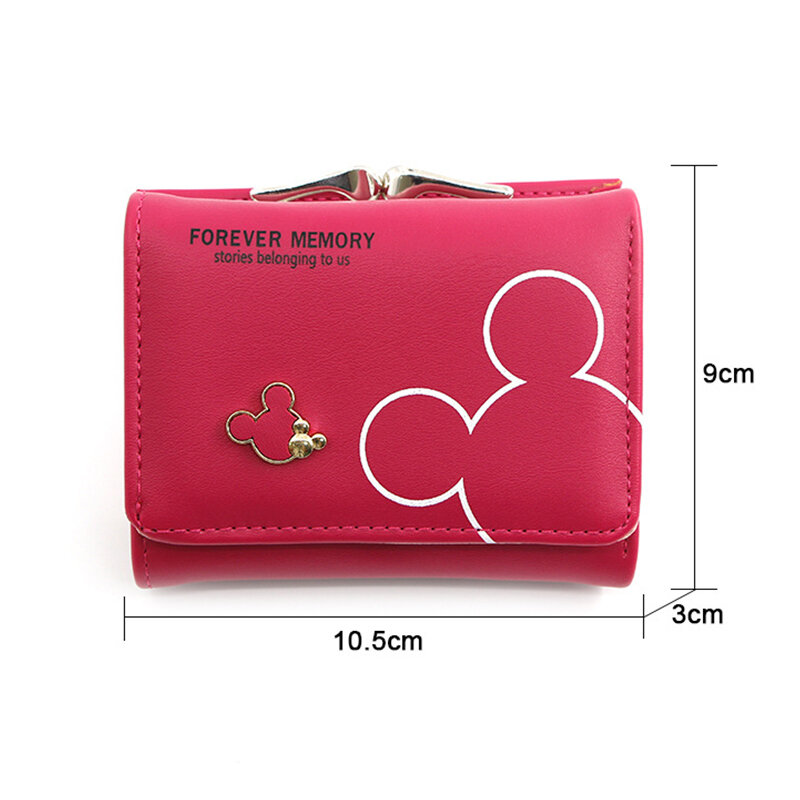 Disney Mickey Maus frau tasche PU Mode Niedlichen brieftasche Designer Geldbörse Haspe Süße Kreditkarte Halter Frauen Kurze Brieftasche