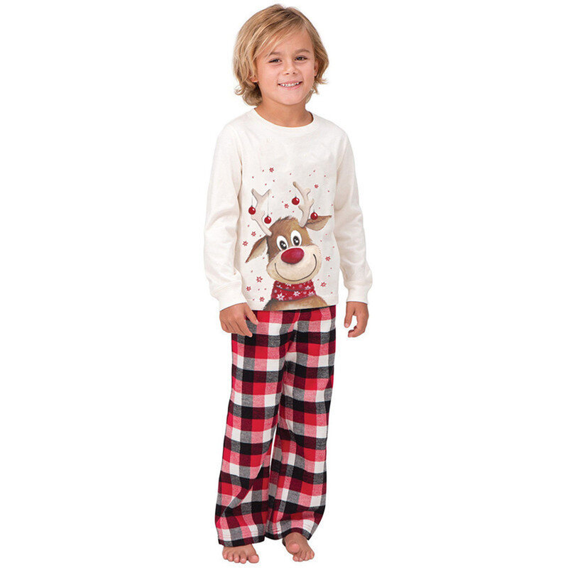 2023 Christmas Pajamas Family Matching Clothes Set Deer Pattern Tops Pants Daddy Mommy And Daughter Son For Family Look Outfits