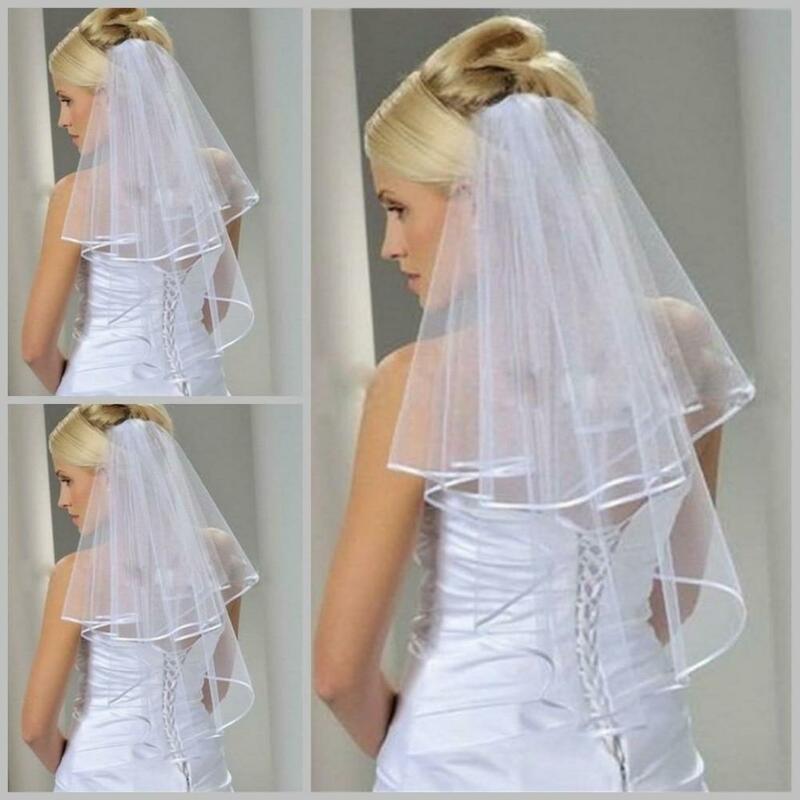 Einfache kurze Tüll Hochzeits schleier billige weiße Elfenbein Braut schleier für Braut für Ehe Hochzeit Zubehör Braut schleier