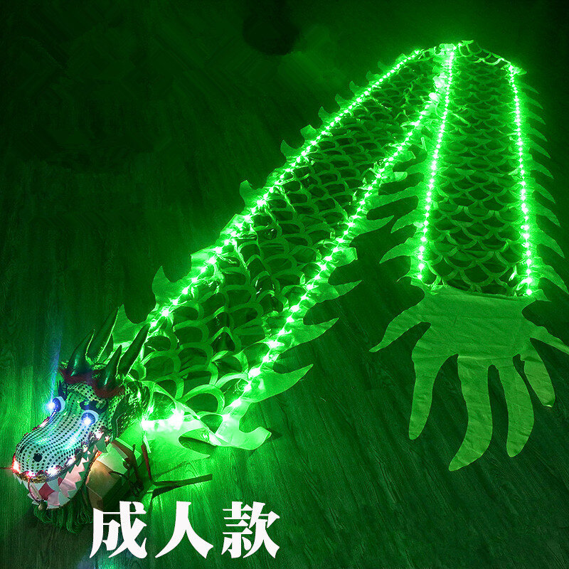 Accesorios de baile de dragón chino para niños y adultos, cinta de baile de Año Nuevo deportiva cuadrada de una cara con dragón ligero, rojo, amarillo y verde