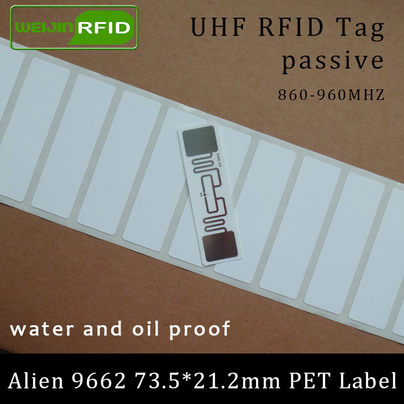 Uhf Rfid Tag Alien 9662 Printable Huisdier Label 915 Mhz 900 Mhz 868 Mhz 860-960 Mhz Higgs3 EPCC1G2 6C Smart Card Passieve Rfid Tags Label