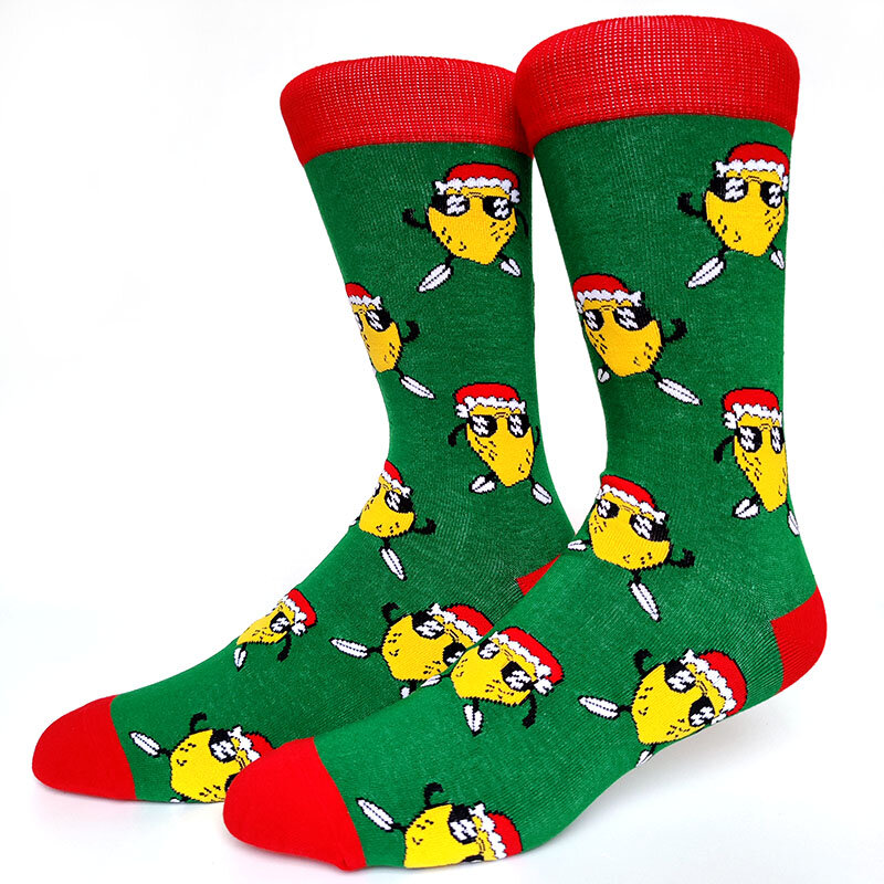2023 Christmas Series Cartoon Socks Men Funny Christmas Tree Snowflake Elk Snow Cotton Happy Socks uomo capodanno Sokken Plus Size