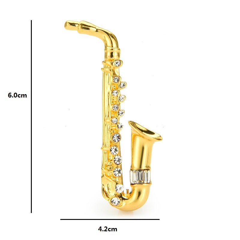 Wuli & Baby 2-Kleur Saxofoon Broches Voor Vrouwen Unisex Metalen Strass Instrumenten Muziek Lover Casual Broches Geschenken
