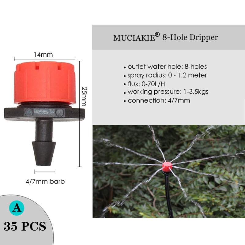 Muciakie Berbagai Adjustable Irigasi Sprinkler Taman Emisi Saham Dripper Mikro Semprot Rotating Nozzle Penyiraman Panah