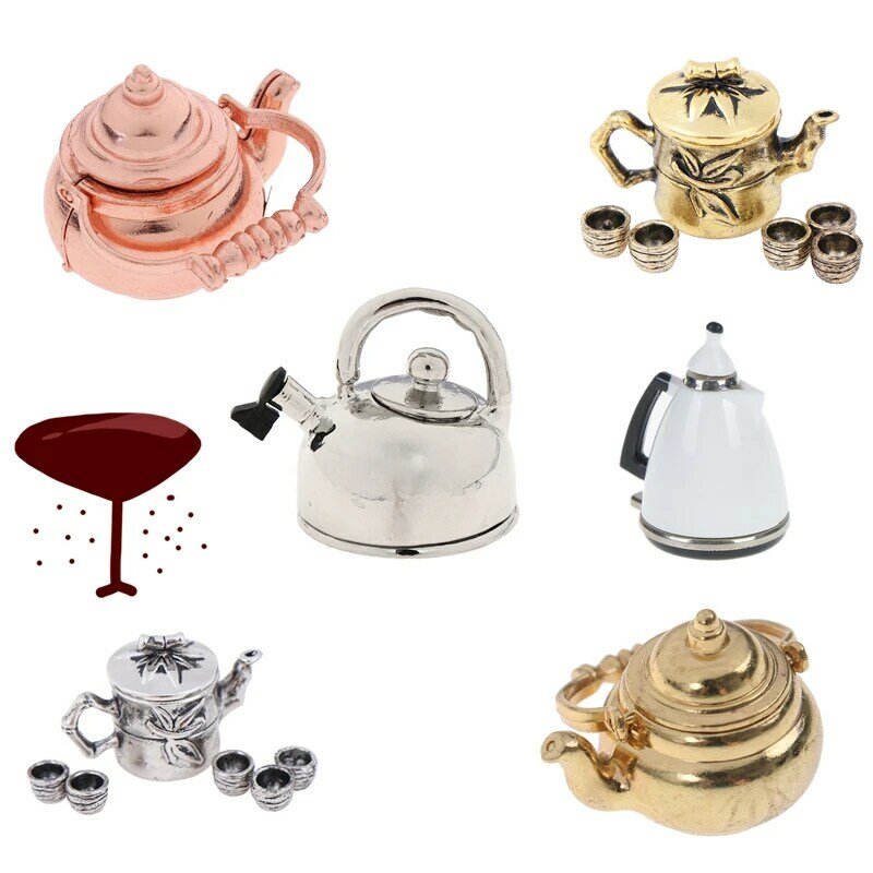 Heißer Verkauf Tee-Set Teekanne Tasse Wasserkocher 1: 12 Puppenhaus Möbel Miniatur Dining Ware Küche DIY Spielzeug