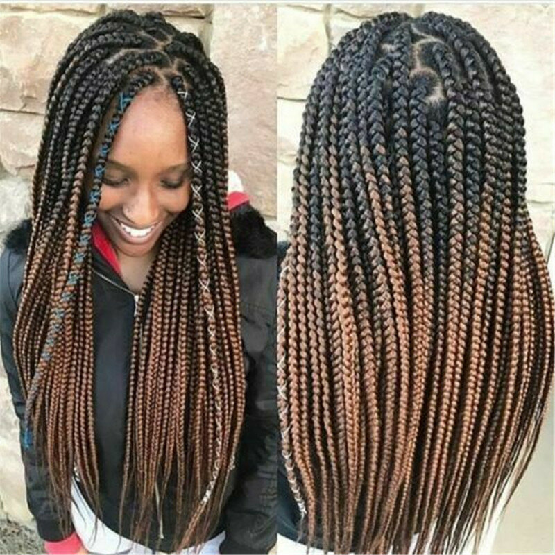 1 Uds. Ombre trenzas sintéticas rastas extensiones de cabello de alta temperatura fibra Crochet trenzas mujeres estilo africano