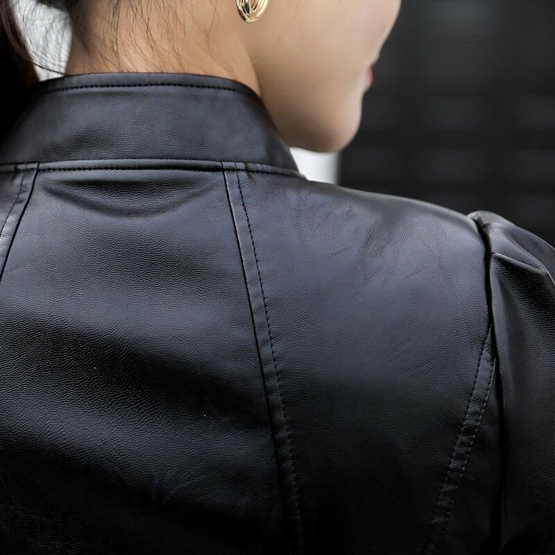 2020 moda nowa damska skórzana kurtka jasne kolory czarny kurtka motocyklowa krótki Faux Leather kurtka motocyklowa miękka osłona kobieta