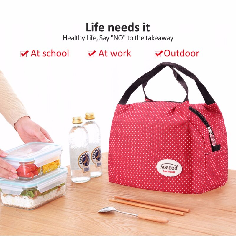 Aosbos mode Portable isolé toile sac à déjeuner thermique alimentaire pique-nique sacs à déjeuner pour femmes enfants hommes refroidisseur boîte à déjeuner sac fourre-tout