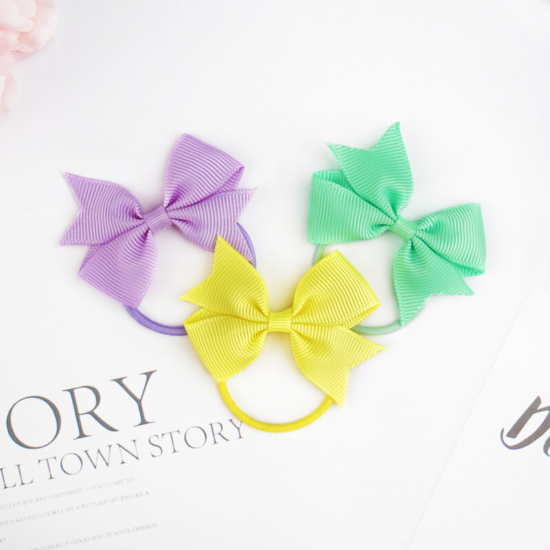 40/80PCS Baby Girl Hair Ties Bowknot Elastic Rubber Band Hair Bow Rope Mini Solid Ribbon For Girl Kids Children Hair Accessories
