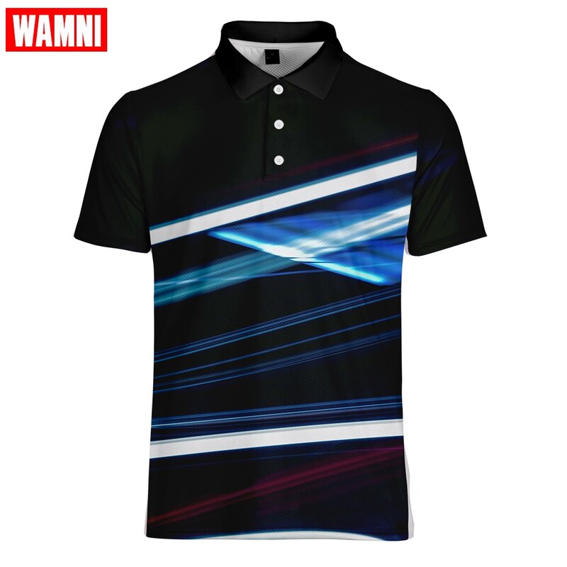 Camiseta WAMNI a la moda 3D para hombre, camiseta informal divertida deportiva a rayas, diseño Original, jerséis con cuello vuelto, camisa para hombre