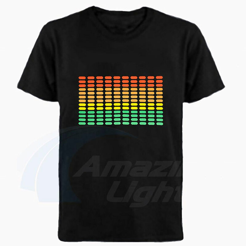 Égaliseur de son actif El T-shirt, lumière LED vers le bas, musique clignotante, T-shirt activé, offre spéciale