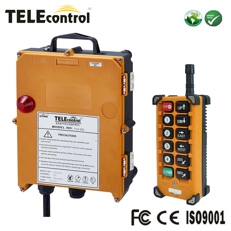 Telecontrol-grúa de radio industrial inalámbrica, dispositivo de control remoto con 10 botones, una sola velocidad, 5 ejes, F23-BB, f23bb