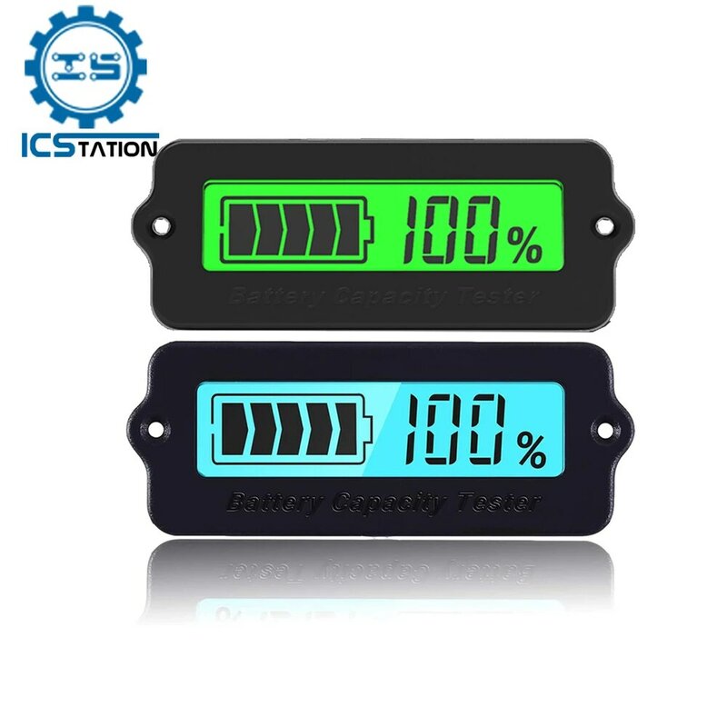 Ly 6W Lood Zuur Batterij Capaciteit Indicator Lcd Blauw Groen 12V 24V 36V Percentage Display Lithium Batterij Monitor Tester Voltmeter