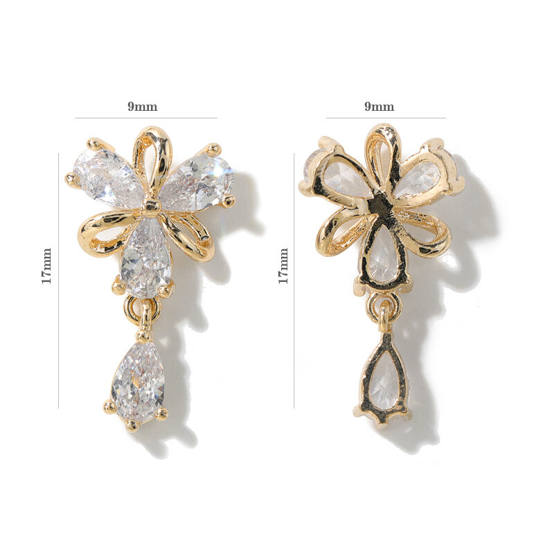 Strass en alliage de zirconium pour décoration d'ongle, 2 pièces, nouveauté, accessoires de luxe pour manicure en forme de cœur et d'aile, bijou pour des ongles longs et hauts-de-gamme,