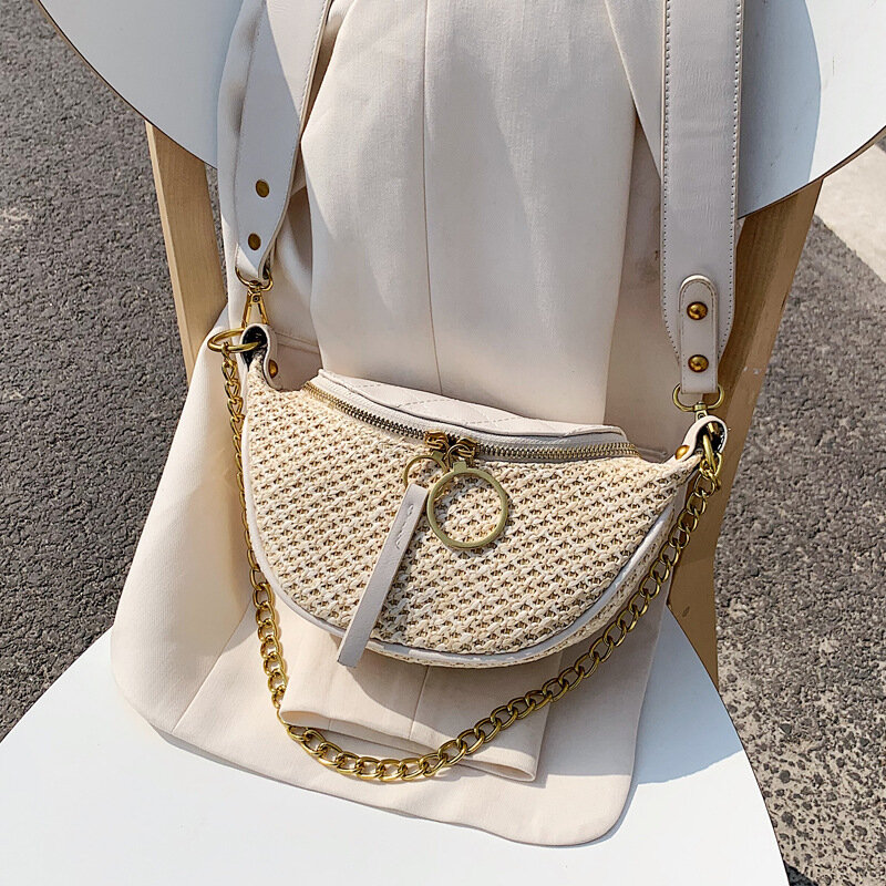 Diysomes lato nowa słomiana plecione torby dla kobiet 2020 modna moda rattanowa torba dzikie torebki damskie torba na klatkę piersiowa