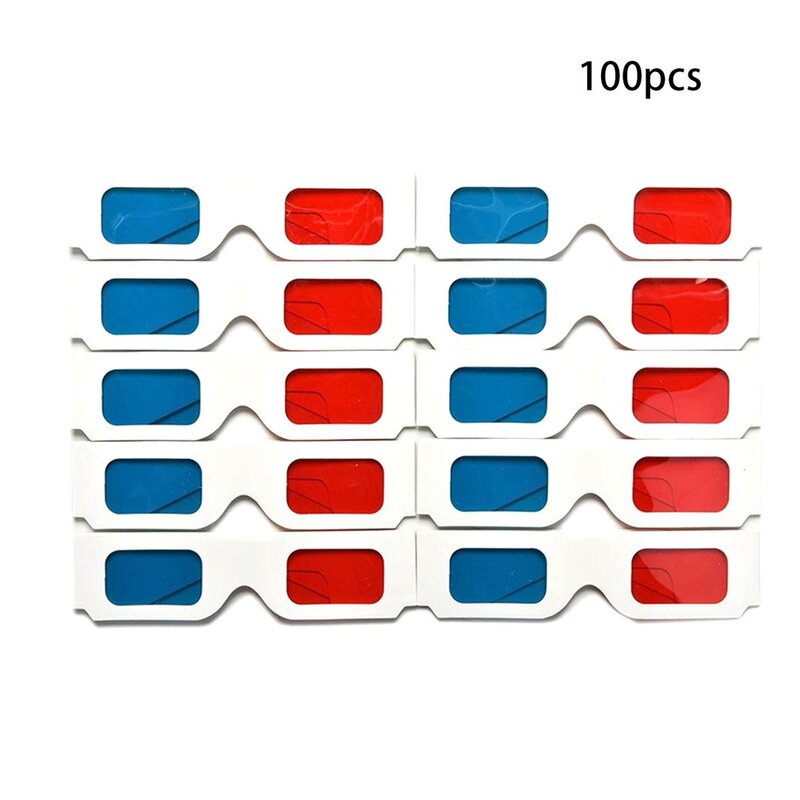 Anaglyph 3D Paper Glasses View, vermelho e azul, vídeo do filme EF, 10pcs por lote