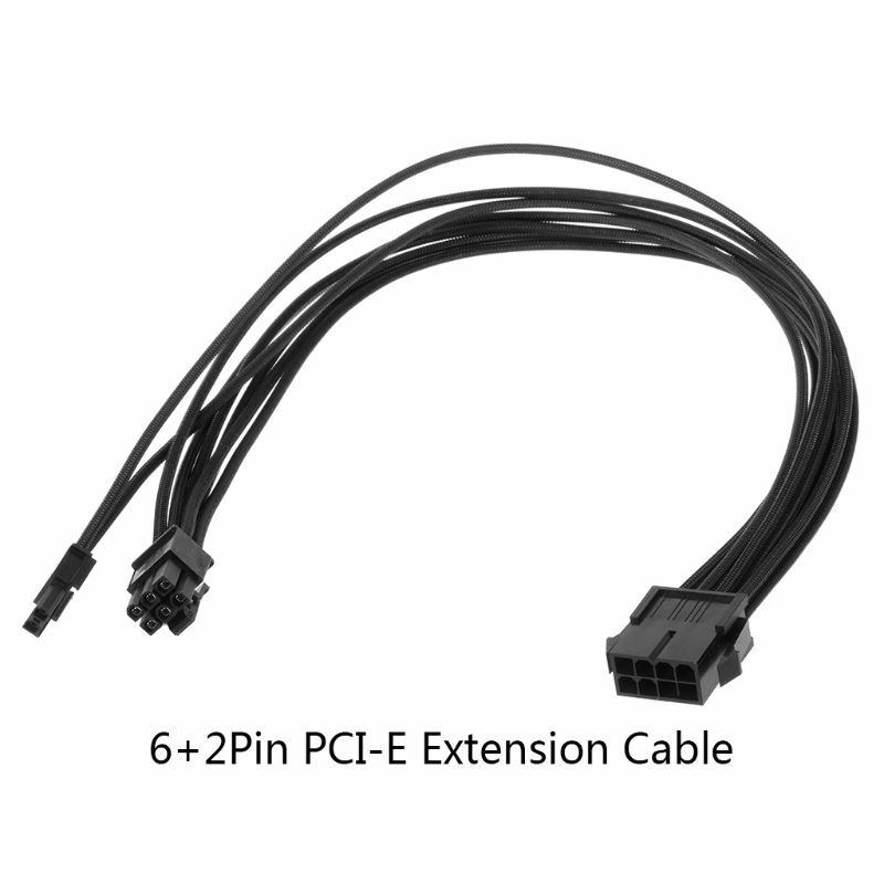 30CM/40CM Black GPU PCI-E 8 Pin (6pin+2pin) Male to Female Power Extension Cable for PC Computer Accessories