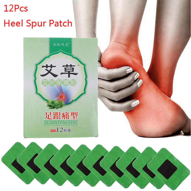 Adesivo de ervas para cuidados com os pés, adesivo de tratamento para alívio de dor no calcanhar, espinhas e tendoníte de achilles, 12 modos de tratamento