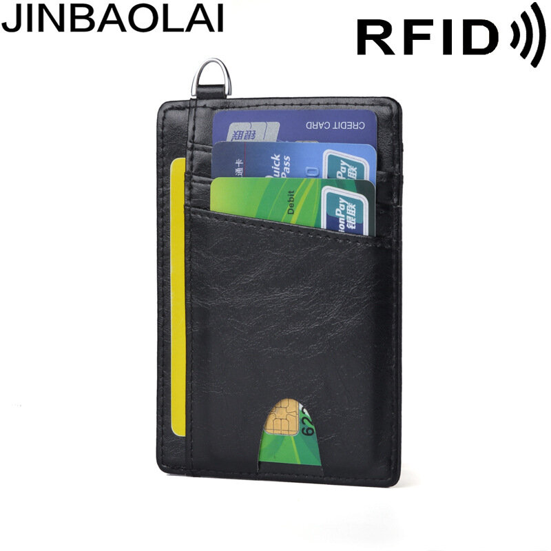 JINBAOLAI Emplyee's Card Card Bracelet Wallet RFID Leather Chest Card Cover Antimagnetic Bank Certificate Holder Customization