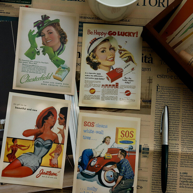 32 Chiếc Retro Bức Ảnh Cũ Bưu Thiếp Cổ Điển Sữa Album Trang Trí Tường Poster Vintage Sưu Tập Thiệp Chúc Mừng Văn Phòng Phẩm Quà Tặng