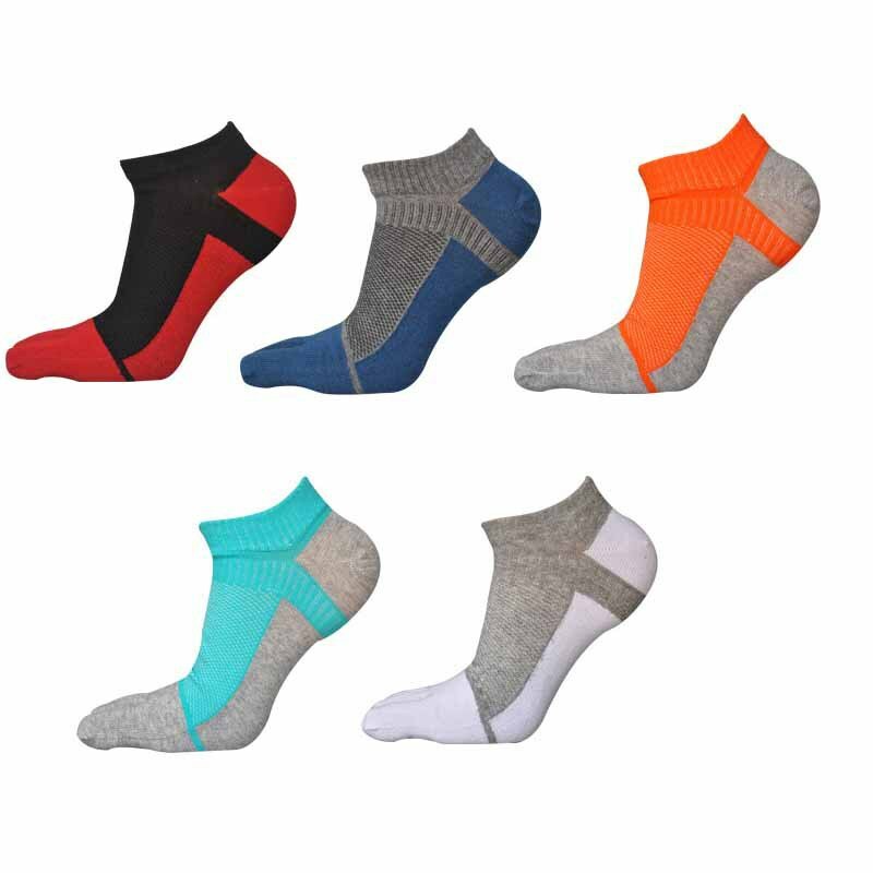 Calcetines de algodón con cinco dedos para hombre, calcetín deportivo de malla transpirable, cómodo, antifricción, Color brillante