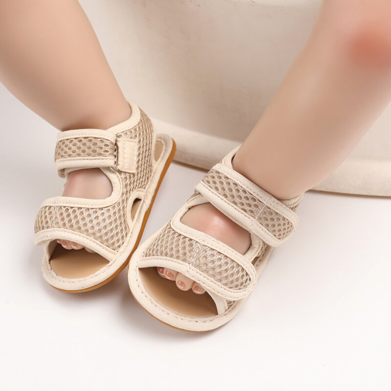 Летние детские дышащие холщовые сандалии с носком обувь для мальчиков и девочек с пряжкой нескользящая резиновая подошва классические сандалии для новорожденных детская обувь