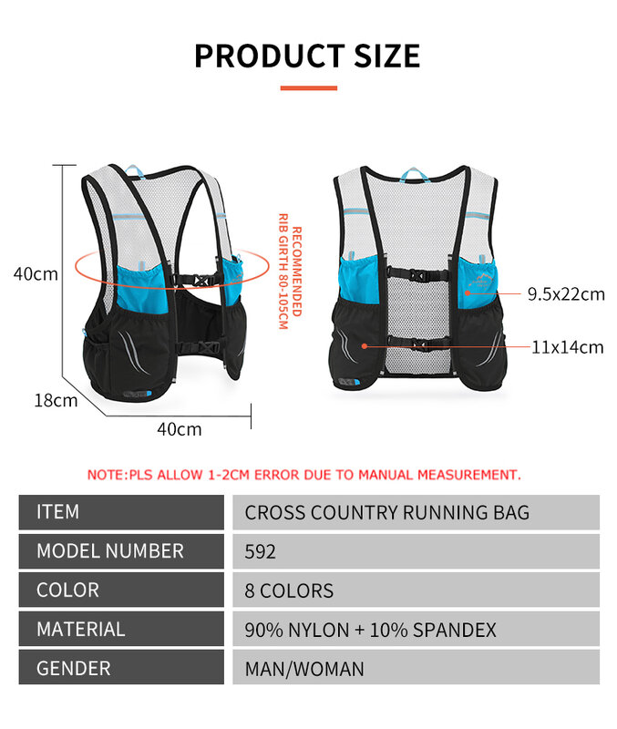 INOXTO-Gilet d'hydratation SR ultra-léger, adapté au vélo, marathon, randonnée, portable, 2,5 L, neuf, 2021