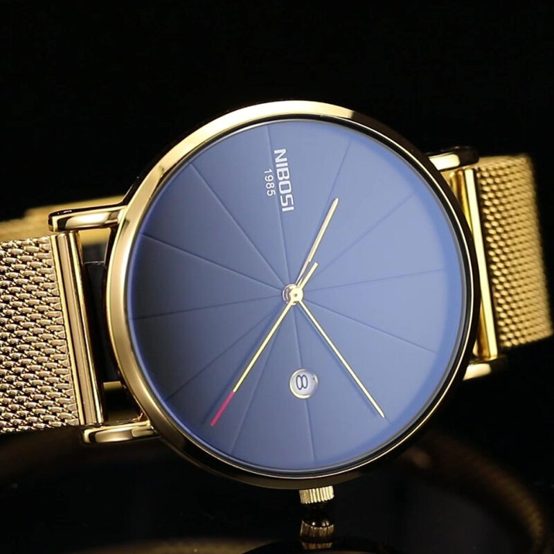 Relogio Masculino Relógio De Ouro Dos Homens de Luxo 2019 Azul NIBOSI/Fina Relógios Para Homens/Mulheres Marca de Moda vestido de Relógio de Pulso Relogios À Prova D' Água NIBOSI 1985
